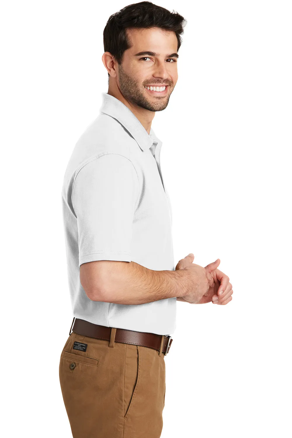 Port Authority Mens SuperPro Moisture Wicking Short Sleeve Polo Shirt - White - Closeout  Premium quality Clothing Port-Authority