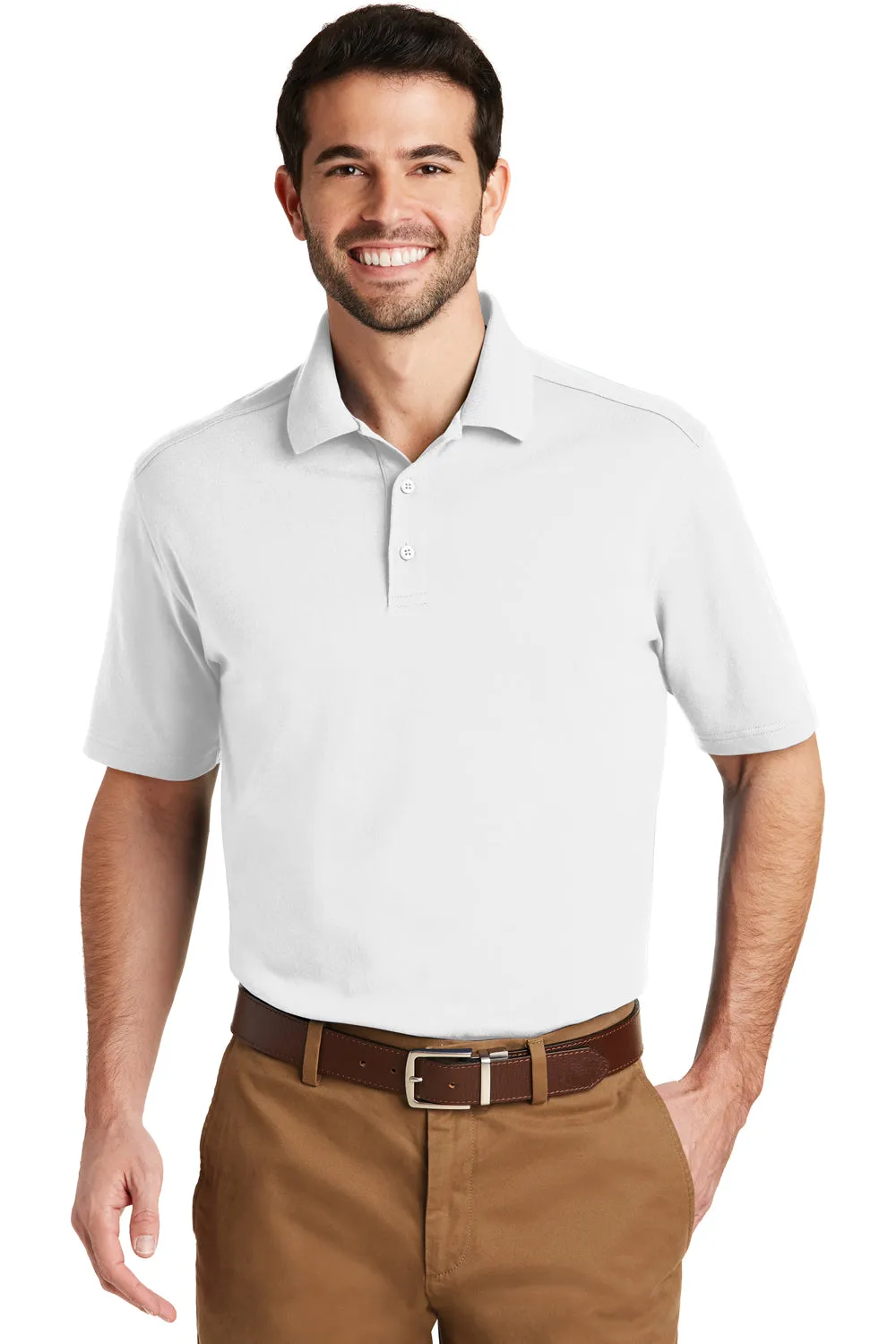 Port Authority Mens SuperPro Moisture Wicking Short Sleeve Polo Shirt - White - Closeout  Premium quality Clothing Port-Authority