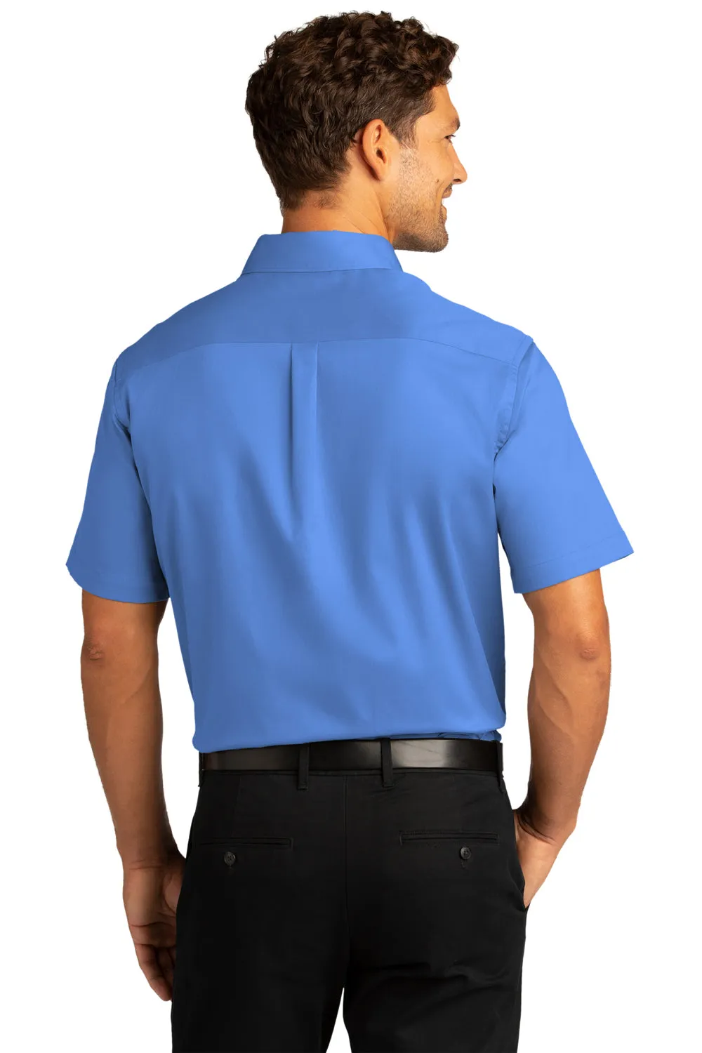 Port Authority Mens SuperPro Wrinkle Resistant React Short Sleeve Button Down Shirt w/ Pocket - Ultramarine Blue  Premium quality Clothing Port-Authority