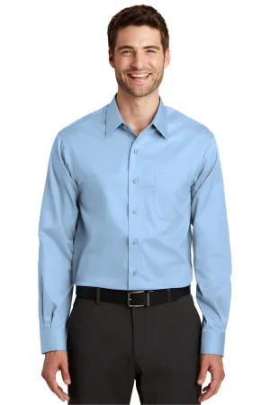 Port Authority Mens Wrinkle Resistant Long Sleeve Button Down Shirt w/ Pocket - Sky Blue - Closeout  Premium quality Clothing Port-Authority