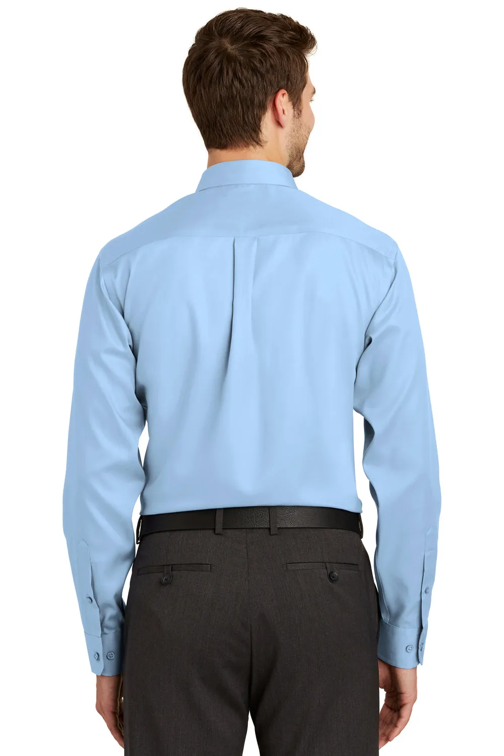 Port Authority Mens Wrinkle Resistant Long Sleeve Button Down Shirt w/ Pocket - Sky Blue - Closeout  Premium quality Clothing Port-Authority