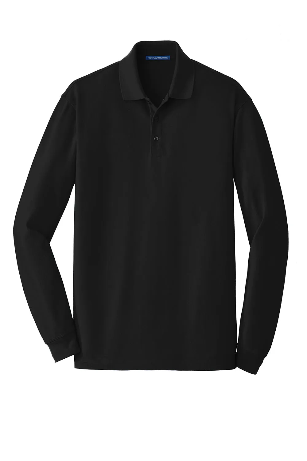 Port Authority Mens Wrinkle Resistant Long Sleeve Polo Shirt - Black  Premium quality Clothing Port-Authority