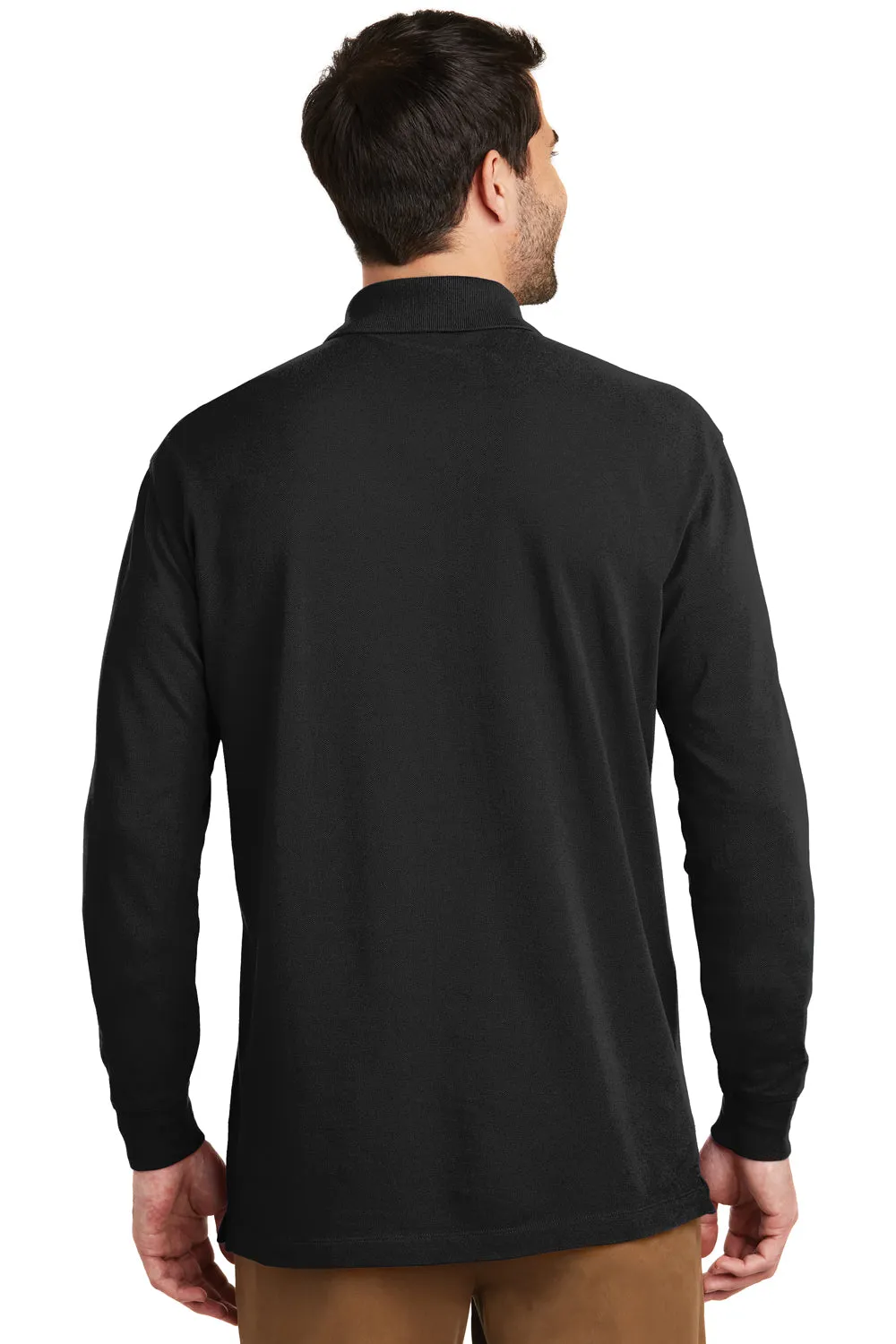 Port Authority Mens Wrinkle Resistant Long Sleeve Polo Shirt - Black  Premium quality Clothing Port-Authority