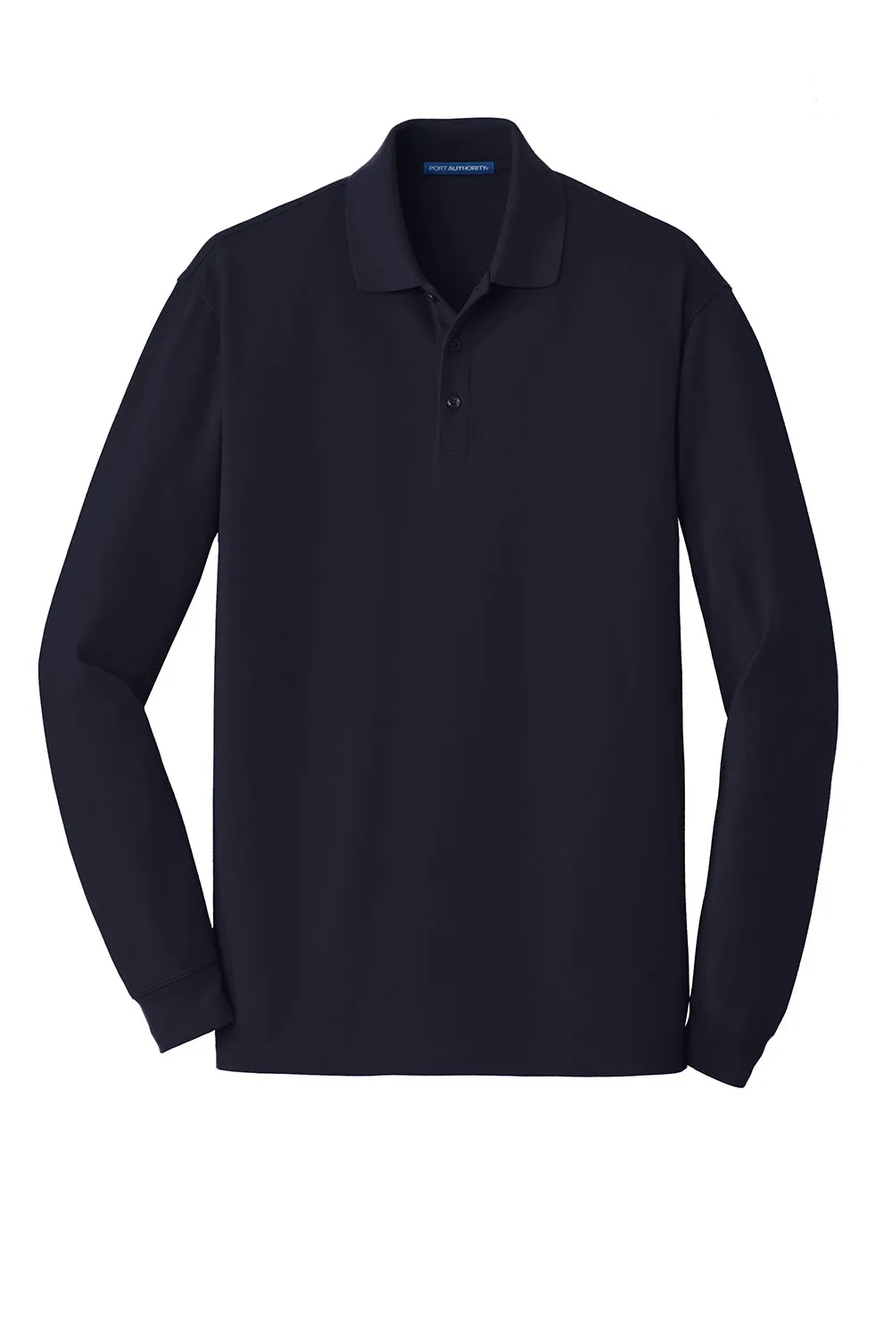 Port Authority Mens Wrinkle Resistant Long Sleeve Polo Shirt - Navy Blue  Premium quality Clothing Port-Authority