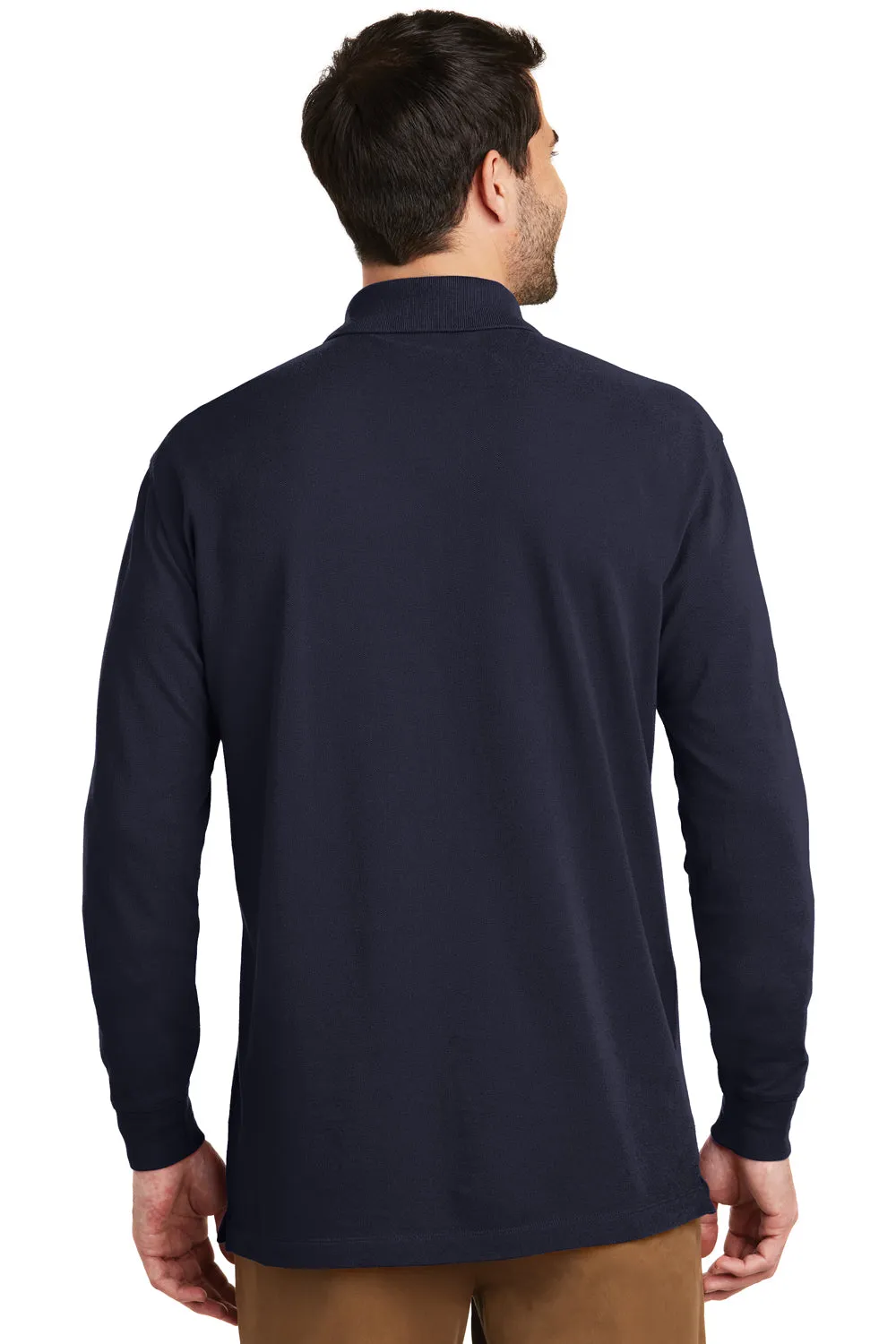 Port Authority Mens Wrinkle Resistant Long Sleeve Polo Shirt - Navy Blue  Premium quality Clothing Port-Authority