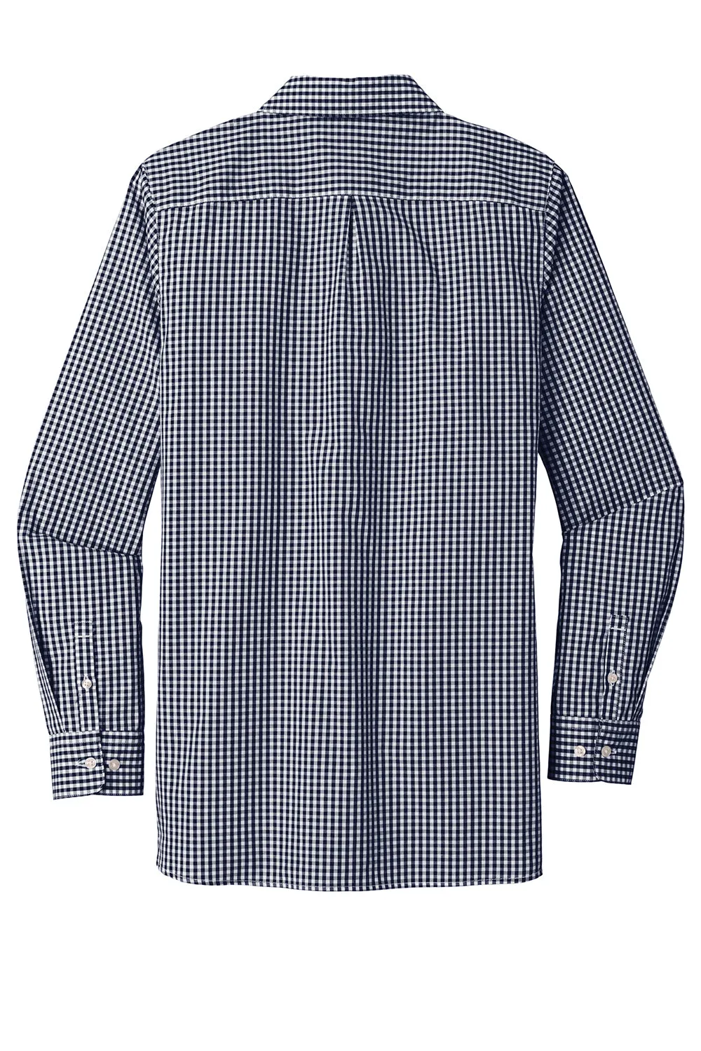 Port Authority Womens Broadcloth Gingham Wrinkle Resistant Long Sleeve Button Down Shirt - True Navy Blue/White - Closeout  Premium quality Clothing Port-Authority