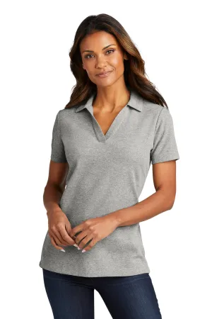 Port Authority Womens C-FREE Pique Short Sleeve Polo Shirt - Heather Deep Smoke Grey  Premium quality Clothing Port-Authority