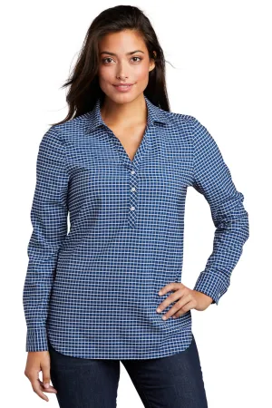 Port Authority Womens City Moisture Wicking Long Sleeve Polo Shirt - True Blue/White  Premium quality Clothing Port-Authority