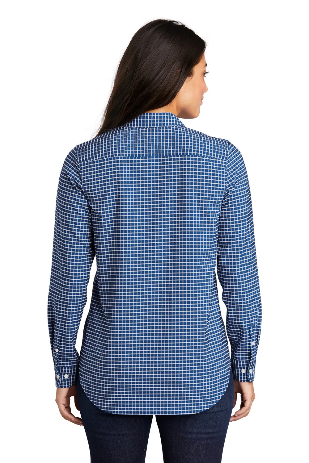 Port Authority Womens City Moisture Wicking Long Sleeve Polo Shirt - True Blue/White  Premium quality Clothing Port-Authority