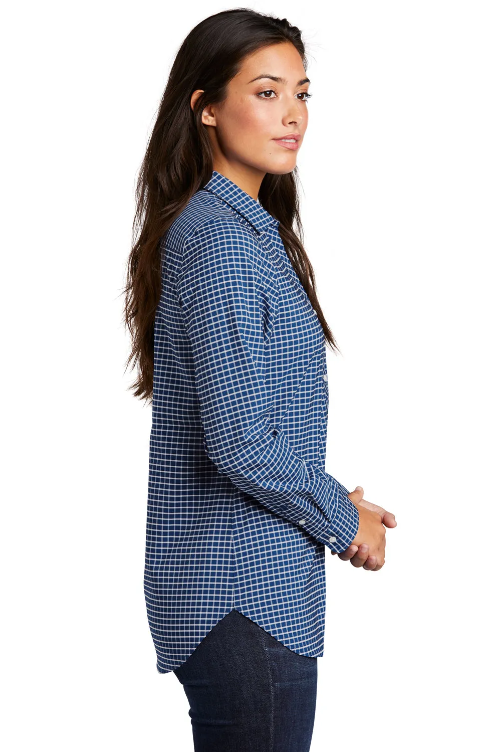 Port Authority Womens City Moisture Wicking Long Sleeve Polo Shirt - True Blue/White  Premium quality Clothing Port-Authority