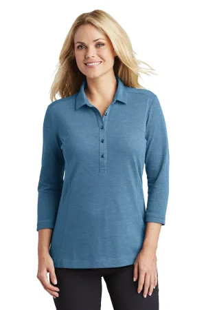 Port Authority Womens Coastal Moisture Wicking 3/4 Sleeve Polo Shirt - River Navy Blue/Carolina Blue - Closeout  Premium quality Clothing Port-Authority