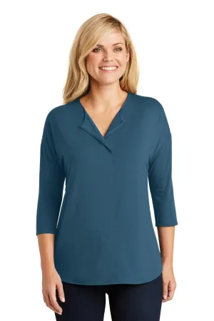 Port Authority Womens Concept Jersey 3/4 Sleeve V-Neck T-Shirt - Dusty Blue - Closeout  Premium quality Clothing Port-Authority