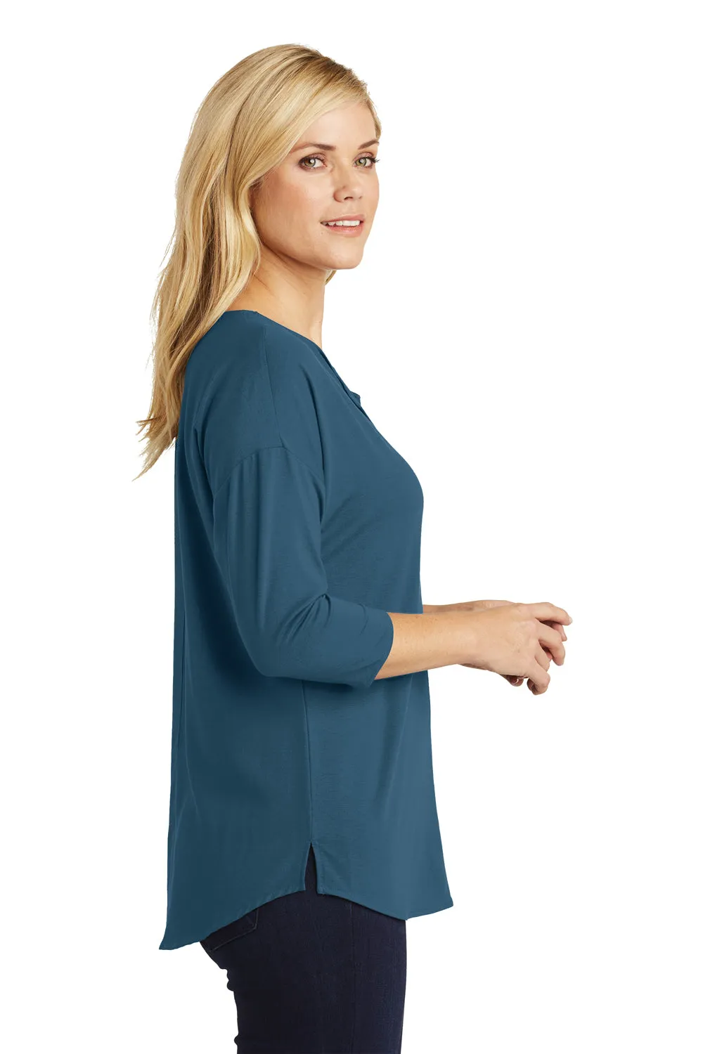 Port Authority Womens Concept Jersey 3/4 Sleeve V-Neck T-Shirt - Dusty Blue - Closeout  Premium quality Clothing Port-Authority