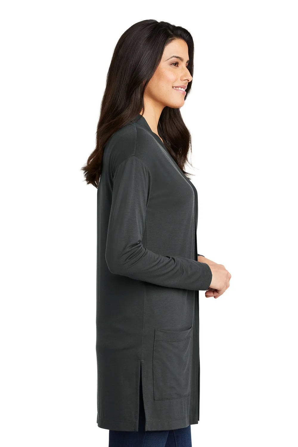 Port Authority Womens Concept Long Sleeve Cardigan Sweater w/ Pockets - Smoke Grey  Premium quality Clothing Port-Authority