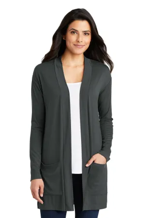 Port Authority Womens Concept Long Sleeve Cardigan Sweater w/ Pockets - Smoke Grey  Premium quality Clothing Port-Authority