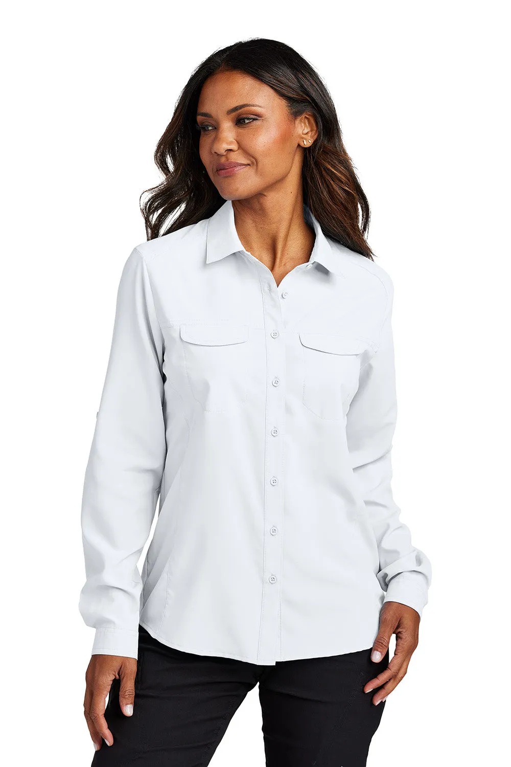 Port Authority Womens Daybreak Moisture Wicking Long Sleeve Button Down Shirt w/ Pockets - White  Premium quality Clothing Port-Authority