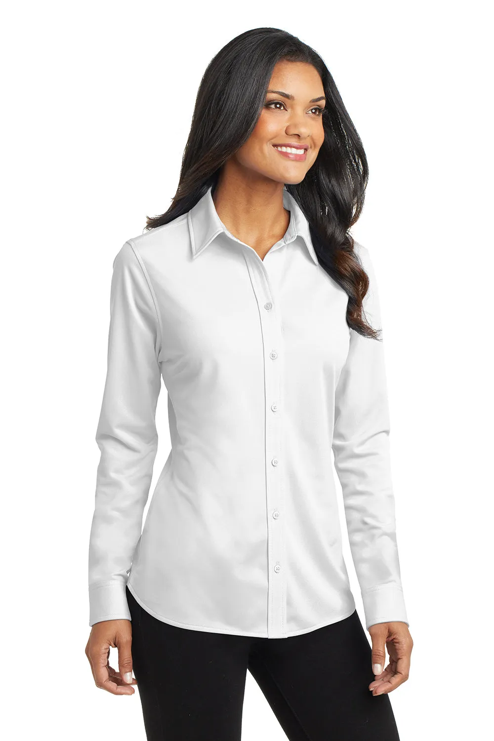 Port Authority Womens Dimension Moisture Wicking Long Sleeve Button Down Shirt - White  Premium quality Clothing Port-Authority