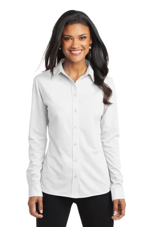 Port Authority Womens Dimension Moisture Wicking Long Sleeve Button Down Shirt - White  Premium quality Clothing Port-Authority