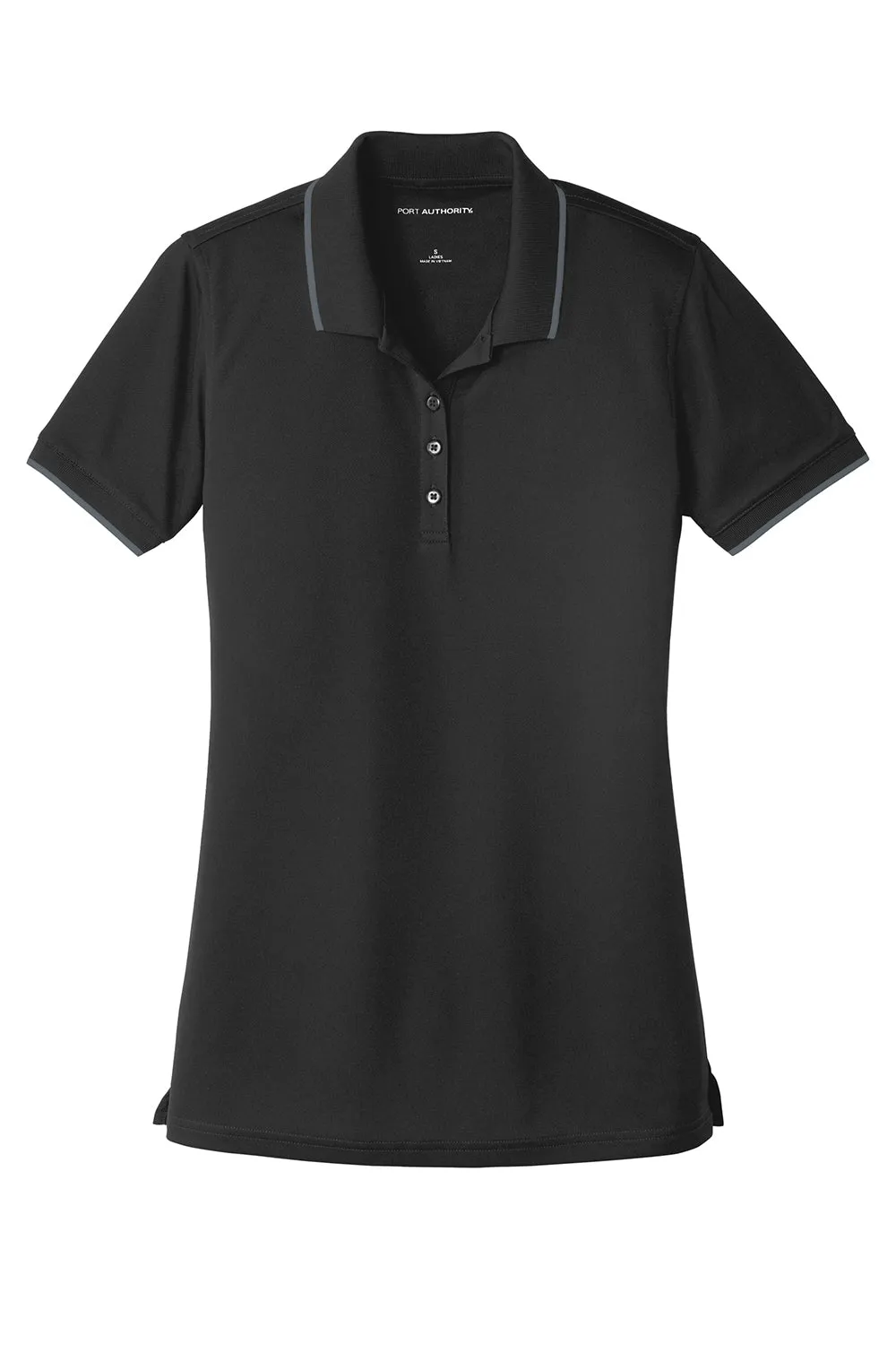 Port Authority Womens Dry Zone Moisture Wicking Short Sleeve Polo Shirt - Deep Black/Graphite Grey  Premium quality Clothing Port-Authority