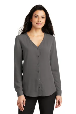 Port Authority Womens Long Sleeve Button Down Shirt - Sterling Grey  Premium quality Clothing Port-Authority