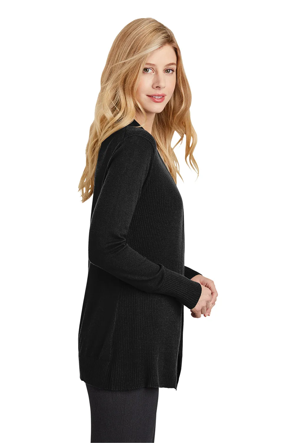 Port Authority Womens Long Sleeve Cardigan Sweater - Black - Closeout  Premium quality Clothing Port-Authority