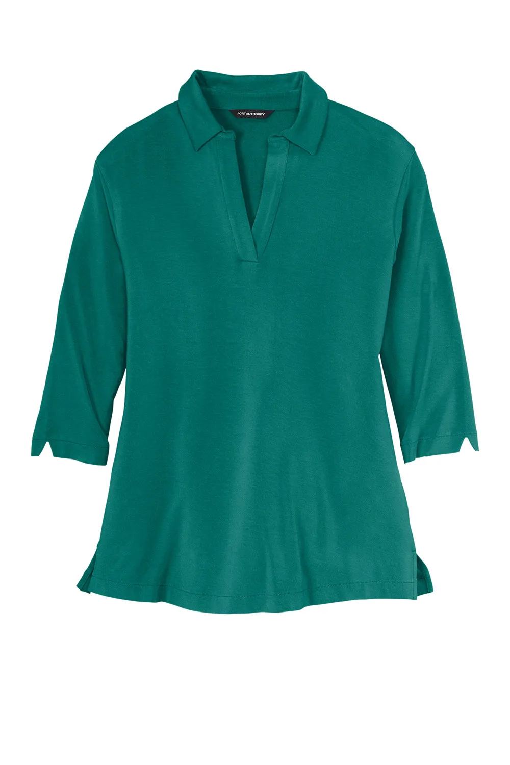 Port Authority Womens Luxe Knit 3/4 Sleeve Polo Shirt - Teal Green  Premium quality Clothing Port-Authority