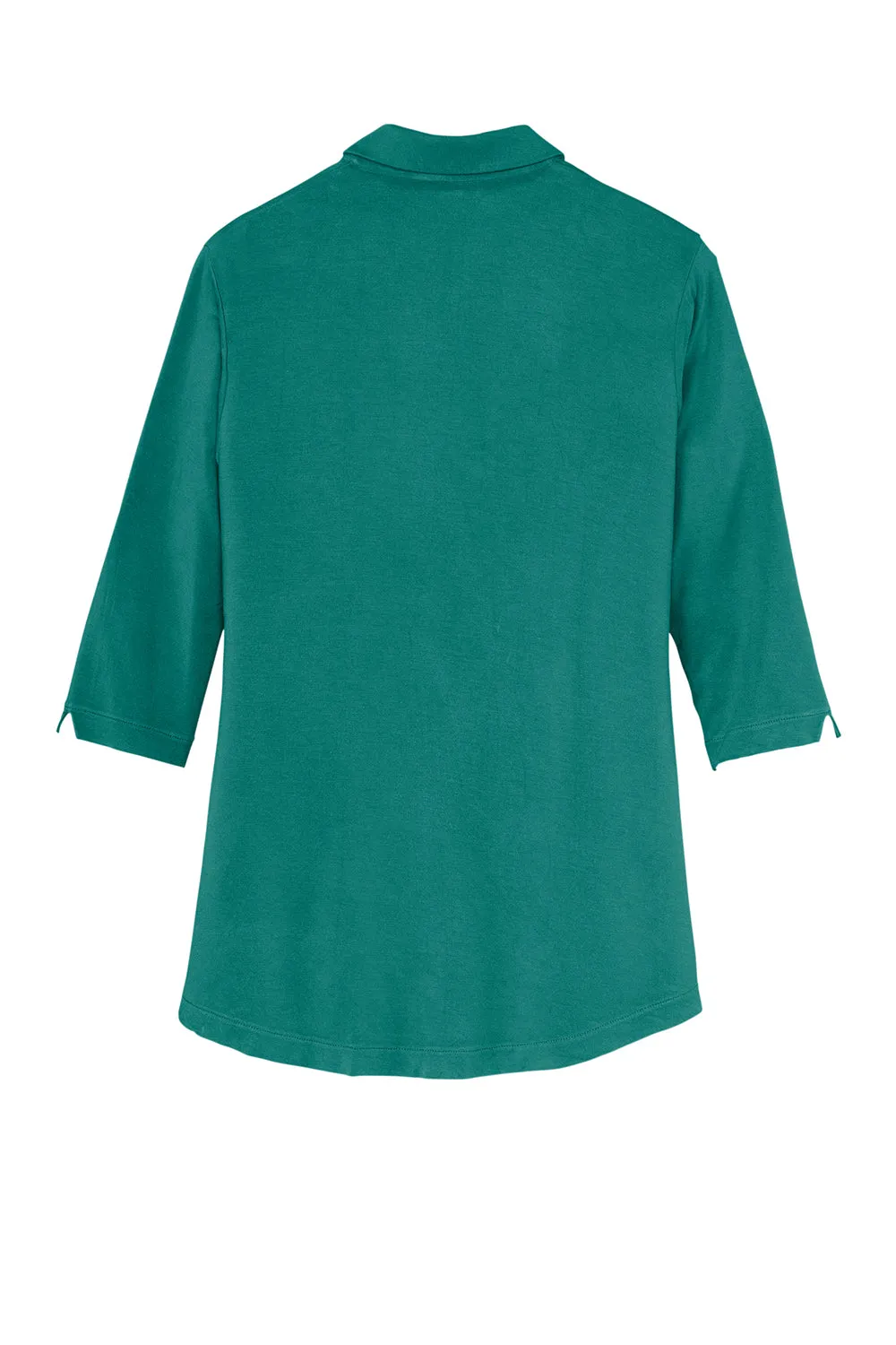 Port Authority Womens Luxe Knit 3/4 Sleeve Polo Shirt - Teal Green  Premium quality Clothing Port-Authority