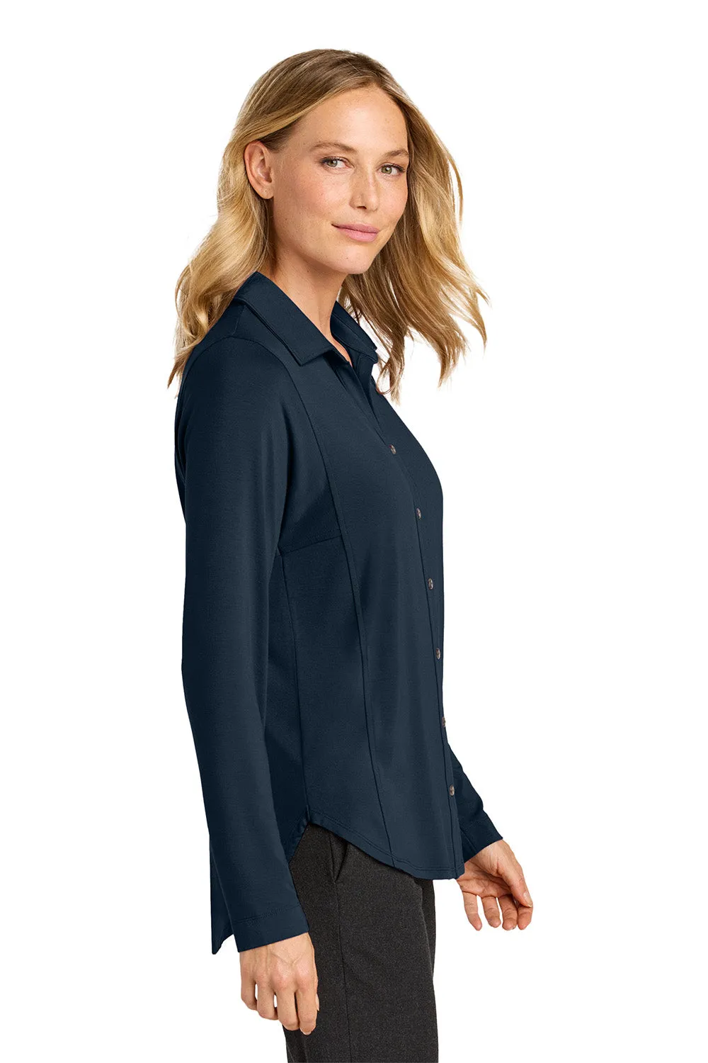 Port Authority Womens Luxe Knit Button Down Long Sleeve Tunic - River Navy Blue  Premium quality Clothing Port-Authority
