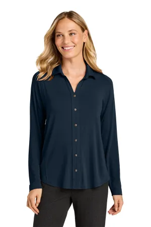 Port Authority Womens Luxe Knit Button Down Long Sleeve Tunic - River Navy Blue  Premium quality Clothing Port-Authority