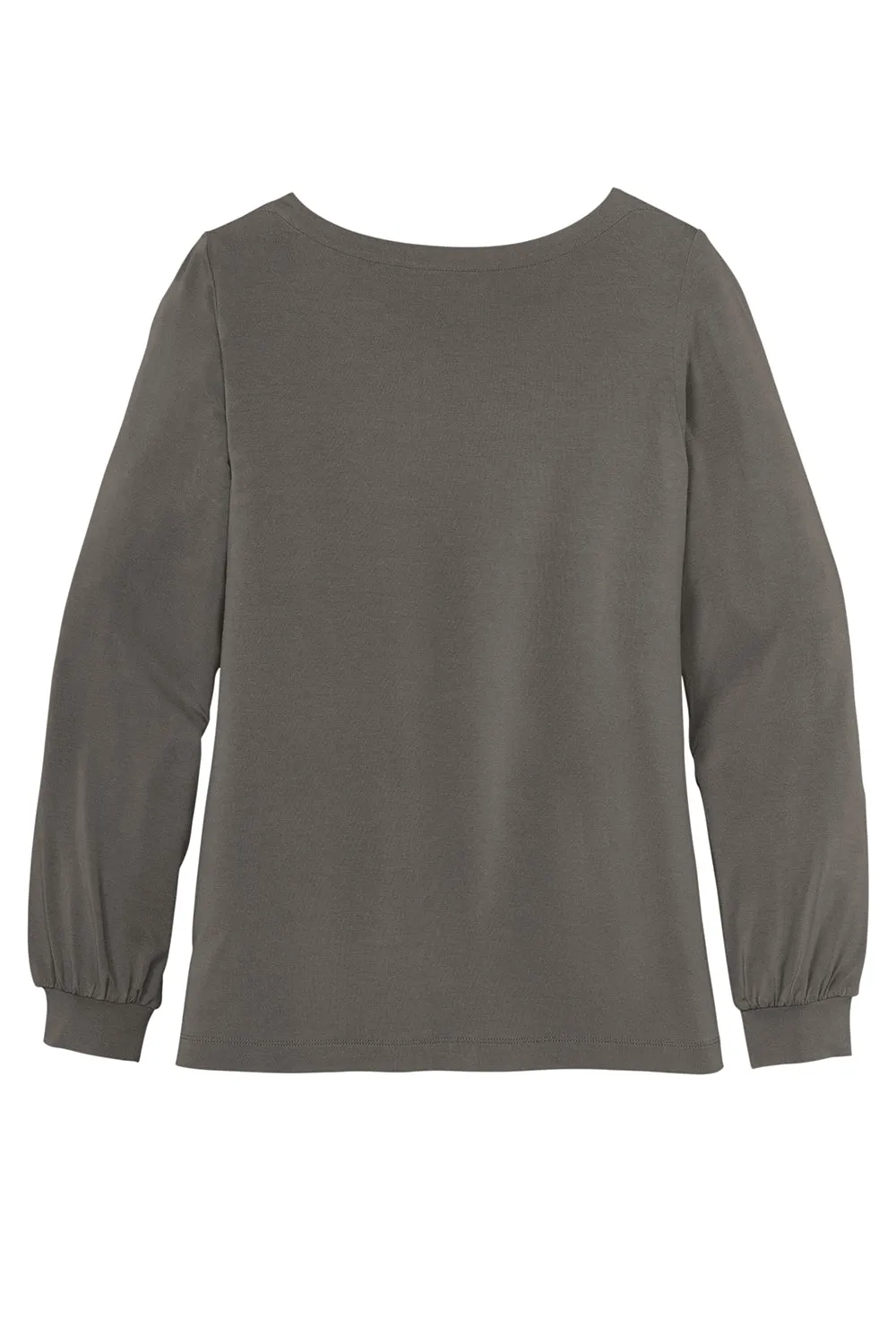 Port Authority Womens Luxe Knit Long Sleeve Wide Neck T-Shirt - Sterling Grey - Closeout  Premium quality Clothing Port-Authority