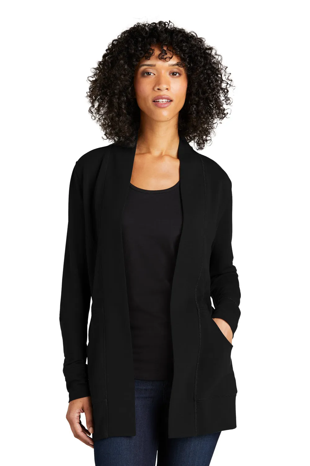 Port Authority Womens Microterry Snag Resistant Long Sleeve Cardigan Sweater - Deep Black  Premium quality Clothing Port-Authority