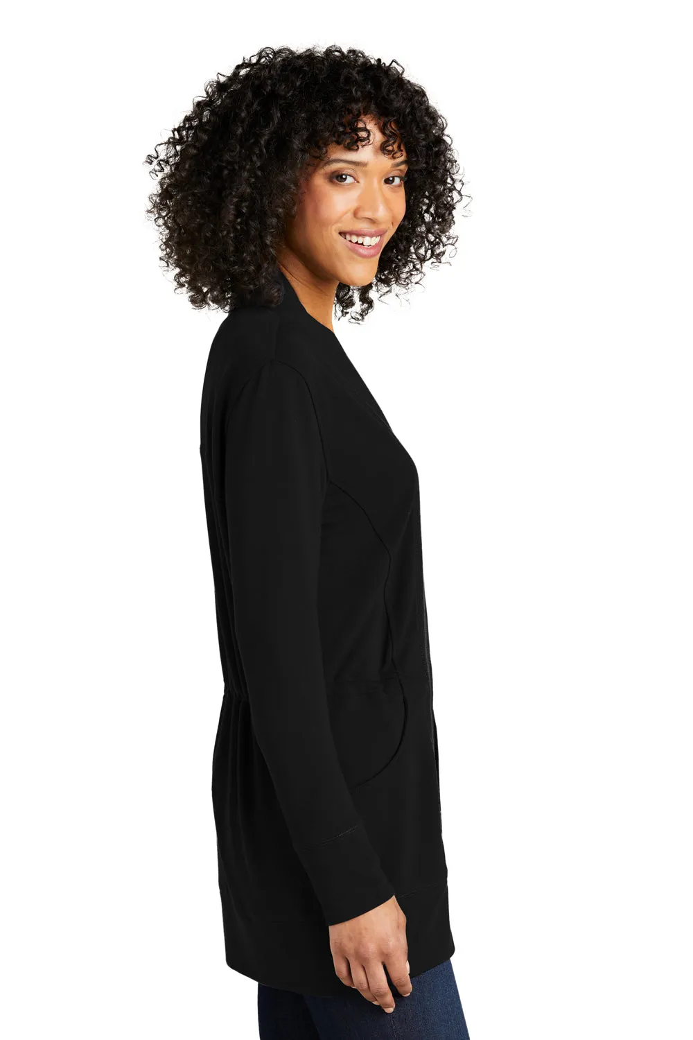 Port Authority Womens Microterry Snag Resistant Long Sleeve Cardigan Sweater - Deep Black  Premium quality Clothing Port-Authority
