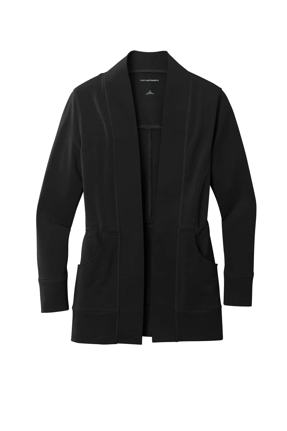 Port Authority Womens Microterry Snag Resistant Long Sleeve Cardigan Sweater - Deep Black  Premium quality Clothing Port-Authority