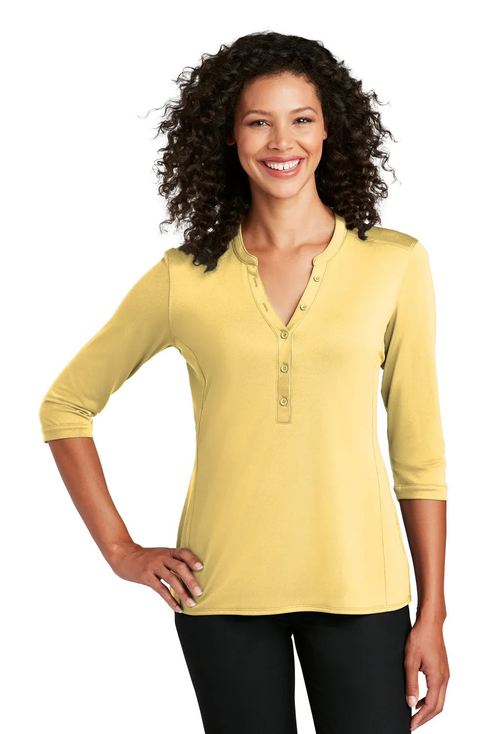 Port Authority Womens Moisture Wicking 3/4 Sleeve Polo Shirt - Sunbeam Yellow - Closeout  Premium quality Clothing Port-Authority