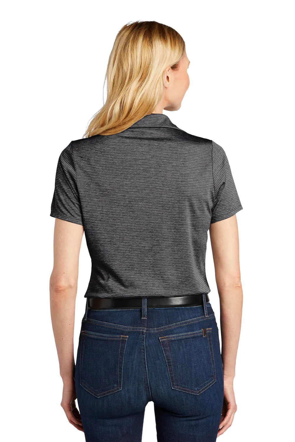 Port Authority Womens Moisture Wicking Shadow Stripe Short Sleeve Polo Shirt - Deep Black - Closeout  Premium quality Clothing Port-Authority