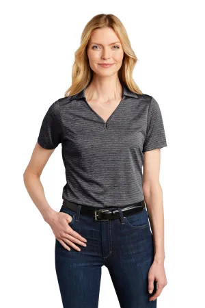 Port Authority Womens Moisture Wicking Shadow Stripe Short Sleeve Polo Shirt - Deep Black - Closeout  Premium quality Clothing Port-Authority