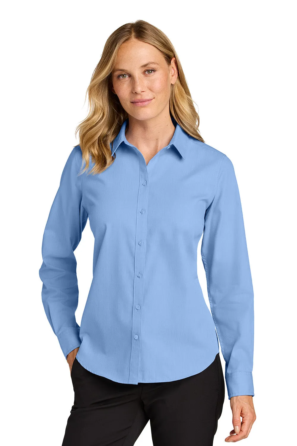 Port Authority Womens Nailhead Easy Care Long Sleeve Button Down Shirt - Swiss Blue  Premium quality Clothing Port-Authority
