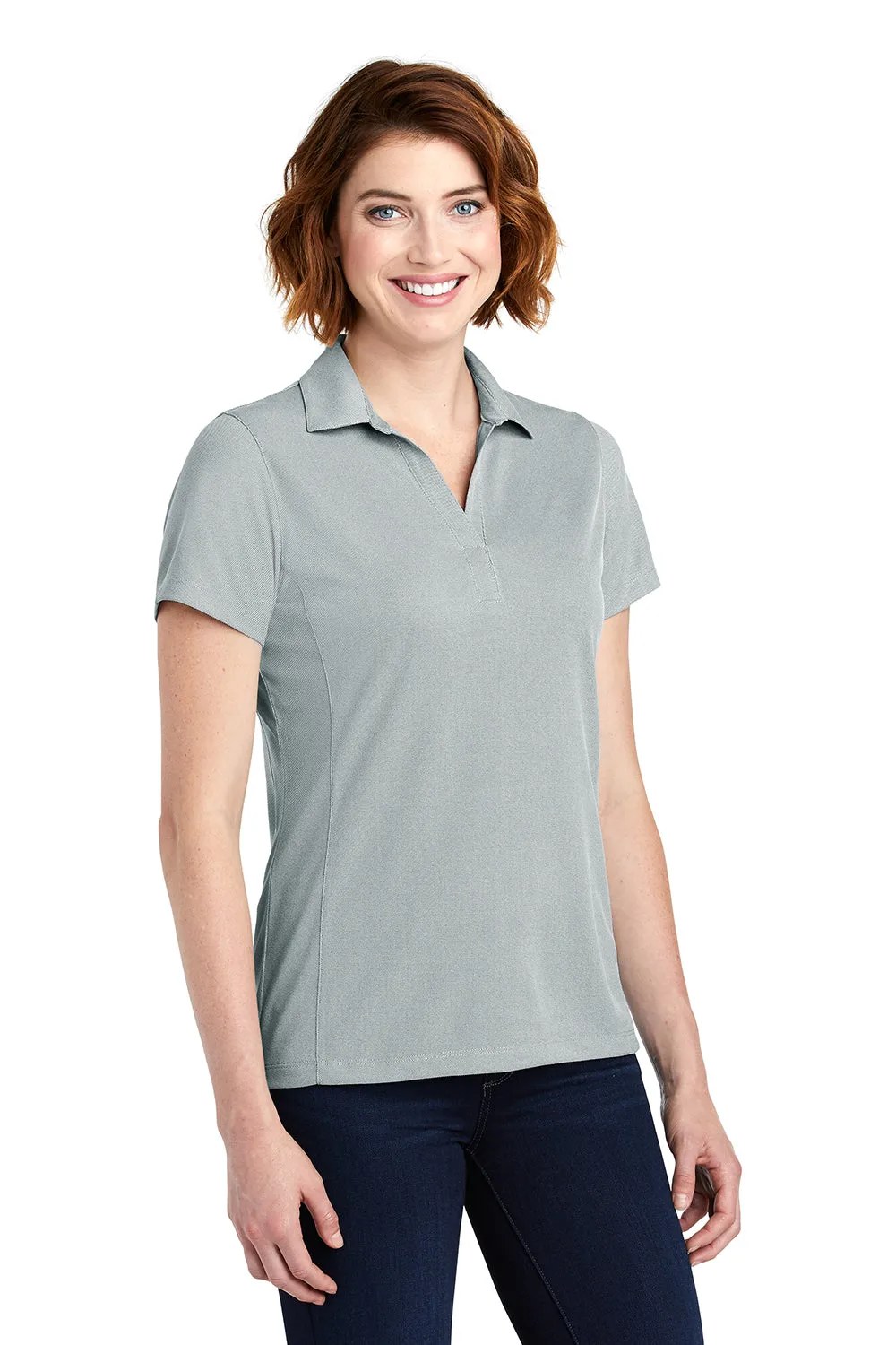Port Authority Womens Oxford Moisture Wicking Short Sleeve Polo Shirt - Gusty Grey  Premium quality Clothing Port-Authority