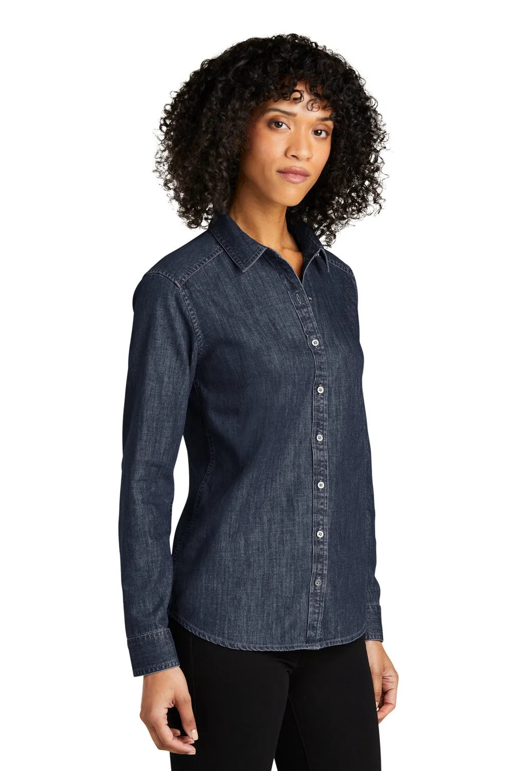 Port Authority Womens Perfect Denim Long Sleeve Button Down Shirt - Dark Wash - Closeout  Premium quality Clothing Port-Authority