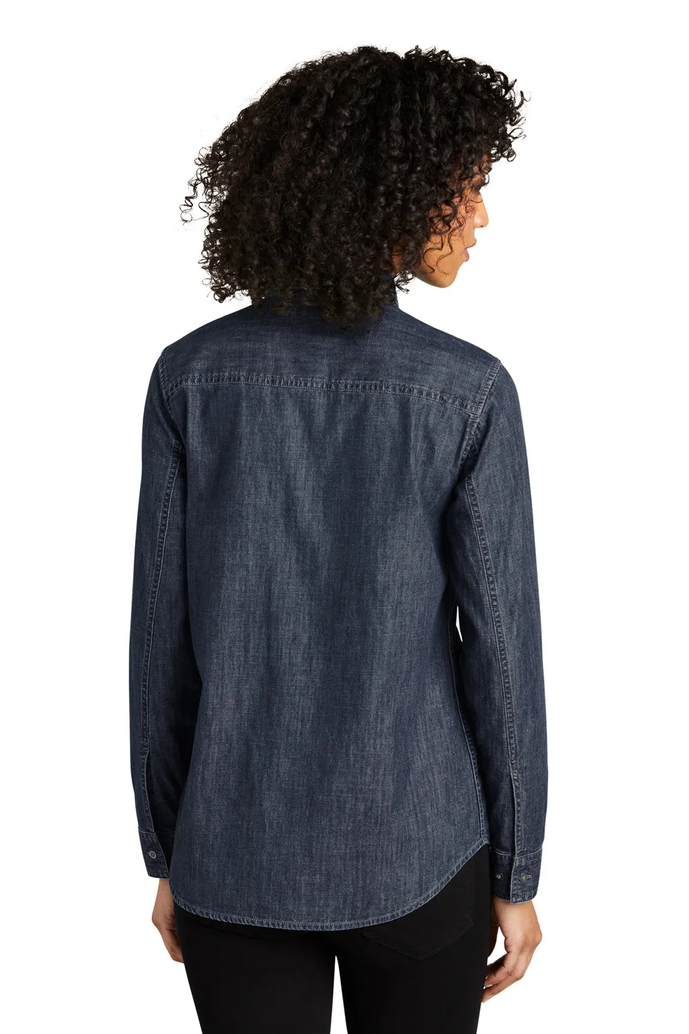 Port Authority Womens Perfect Denim Long Sleeve Button Down Shirt - Dark Wash - Closeout  Premium quality Clothing Port-Authority