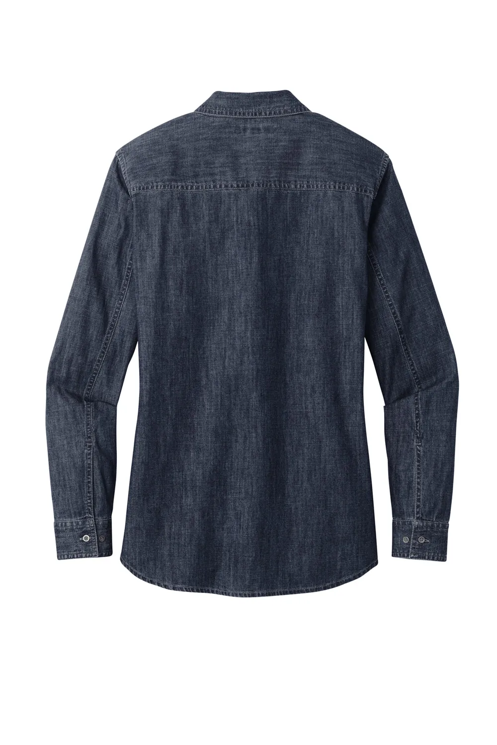 Port Authority Womens Perfect Denim Long Sleeve Button Down Shirt - Dark Wash - Closeout  Premium quality Clothing Port-Authority