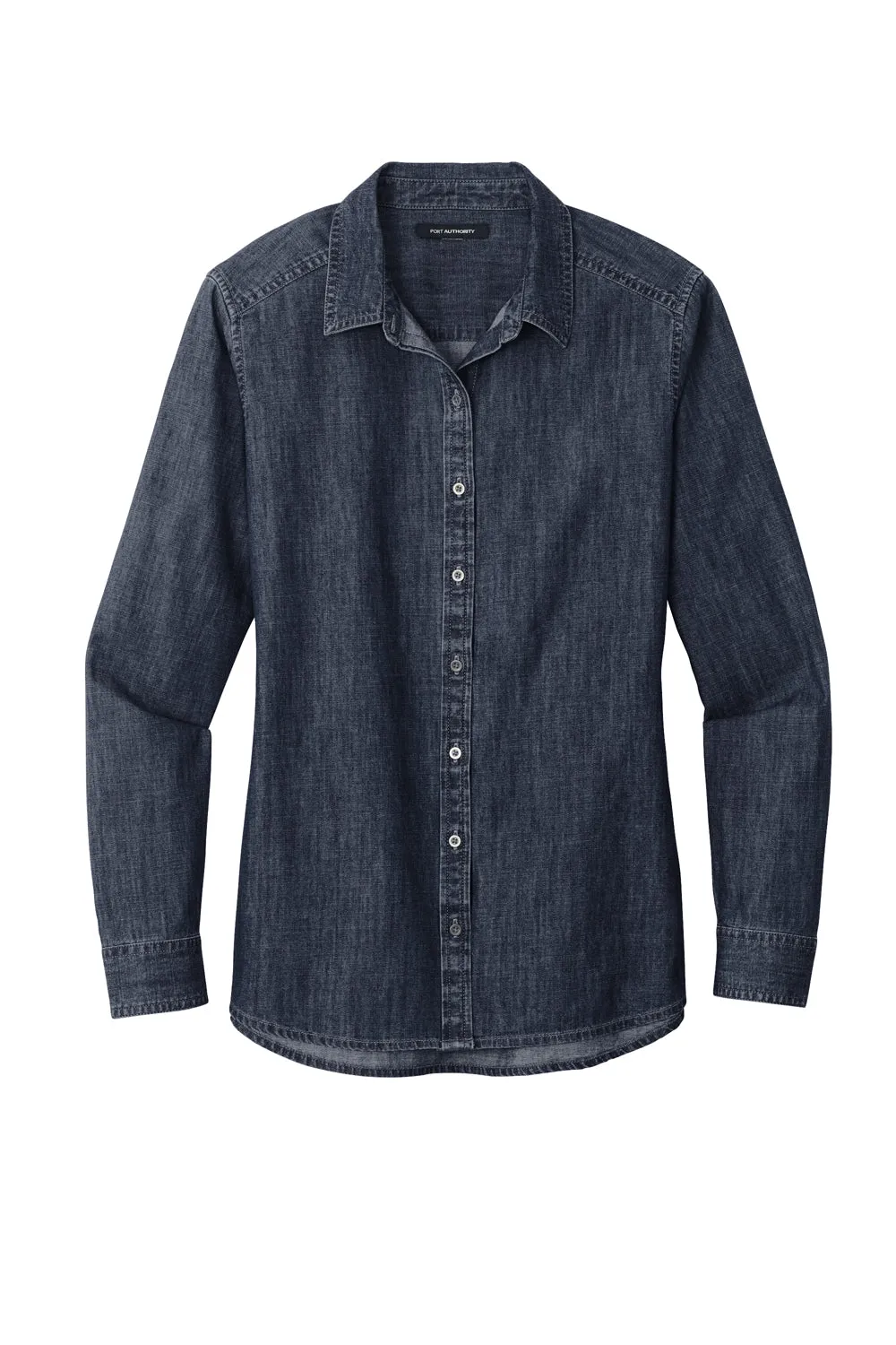 Port Authority Womens Perfect Denim Long Sleeve Button Down Shirt - Dark Wash - Closeout  Premium quality Clothing Port-Authority