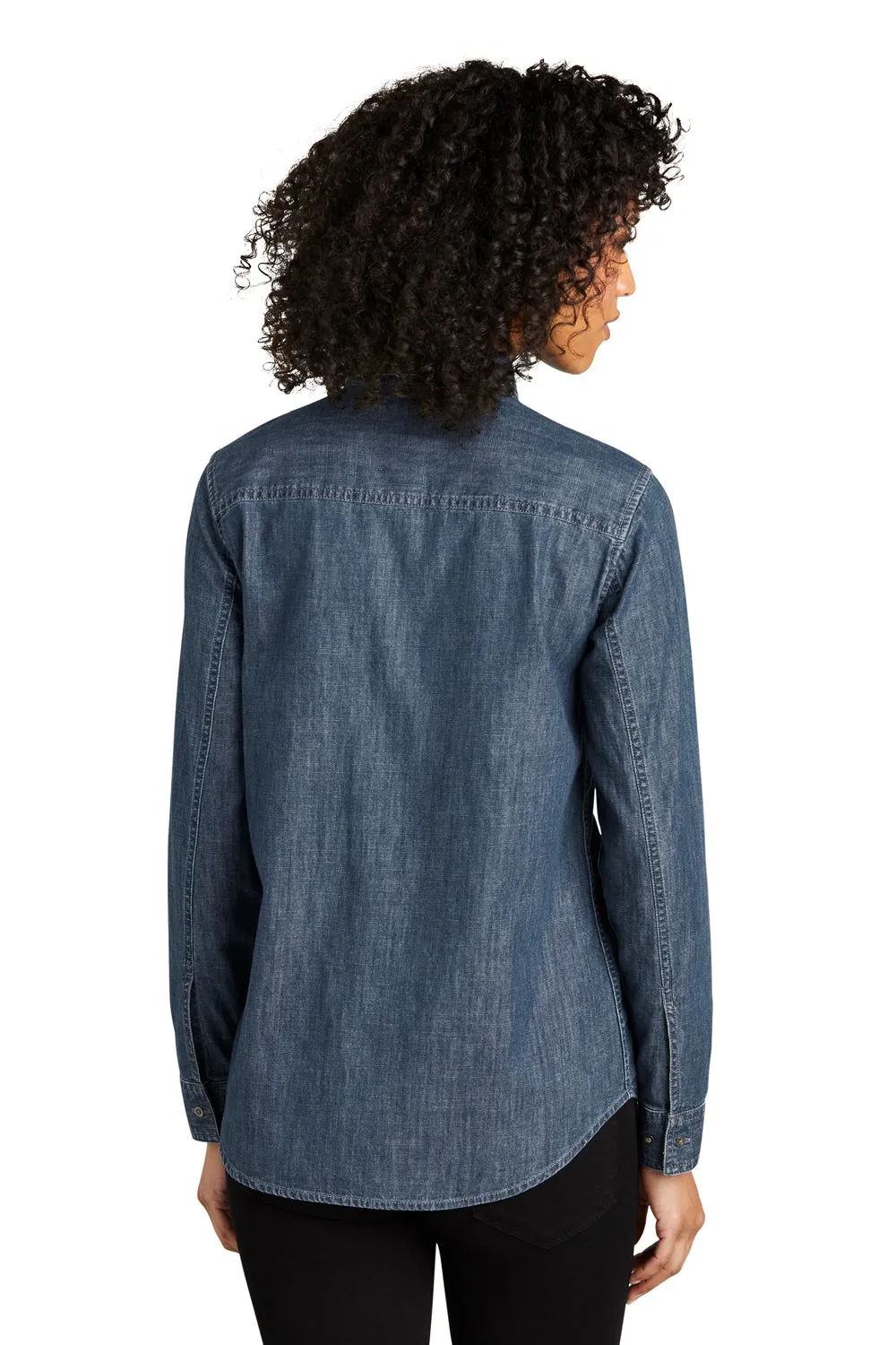 Port Authority Womens Perfect Denim Long Sleeve Button Down Shirt - Medium Wash - Closeout  Premium quality Clothing Port-Authority