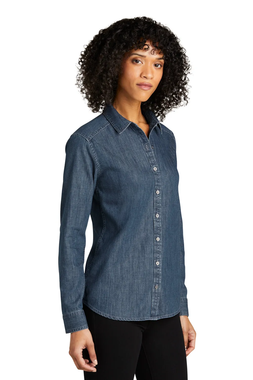 Port Authority Womens Perfect Denim Long Sleeve Button Down Shirt - Medium Wash - Closeout  Premium quality Clothing Port-Authority