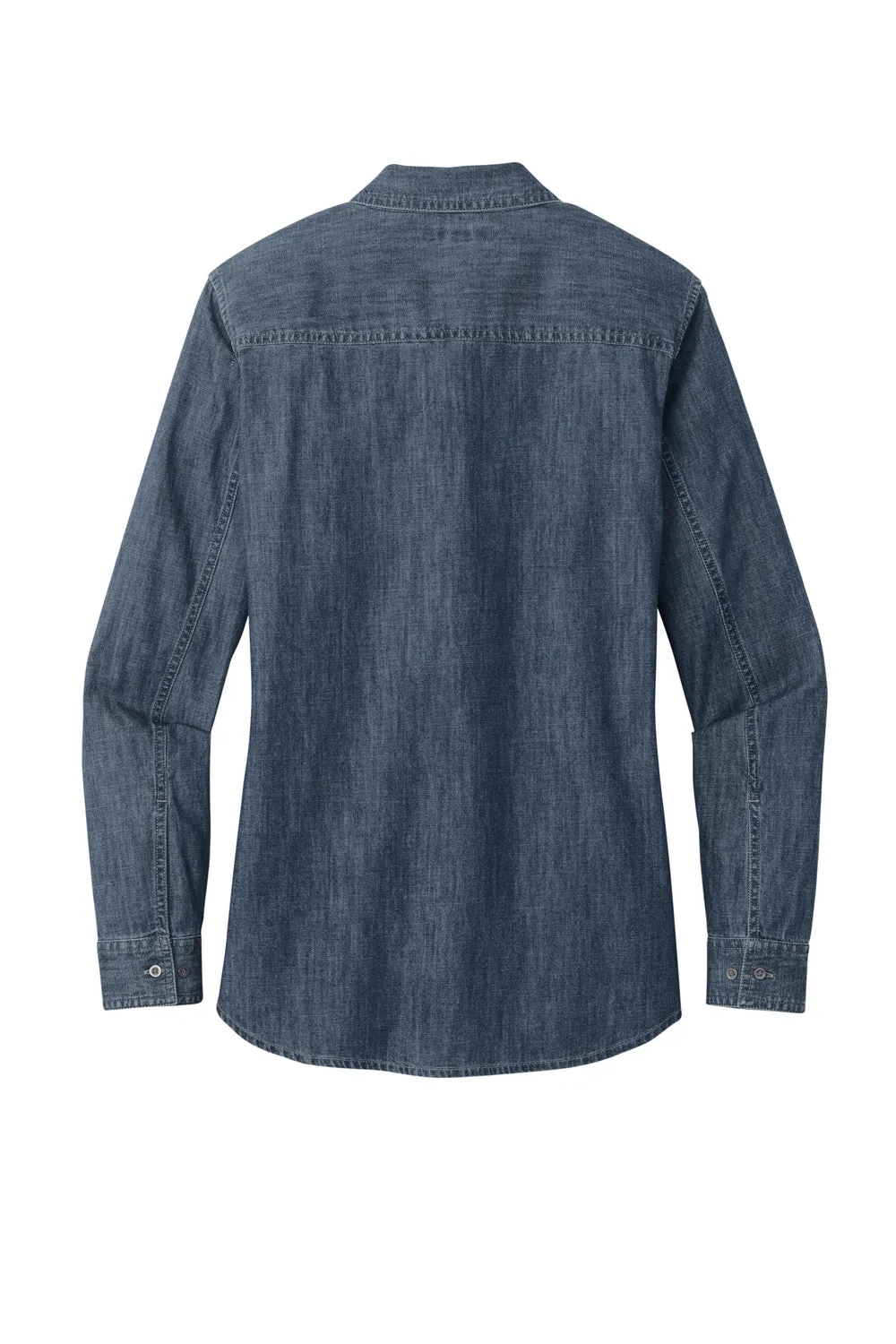 Port Authority Womens Perfect Denim Long Sleeve Button Down Shirt - Medium Wash - Closeout  Premium quality Clothing Port-Authority
