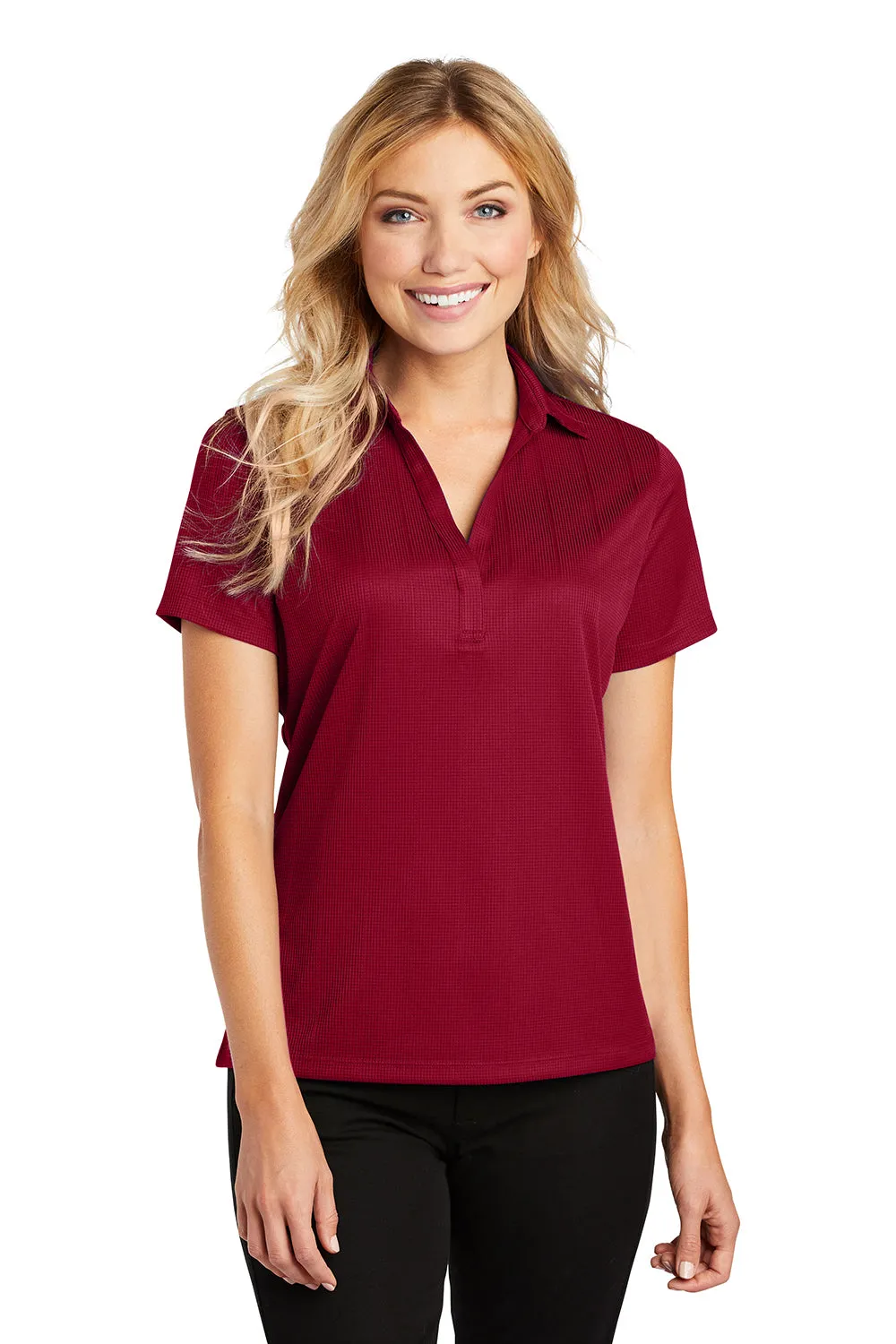 Port Authority Womens Performance Moisture Wicking Short Sleeve Polo Shirt - Rich Red  Premium quality Clothing Port-Authority