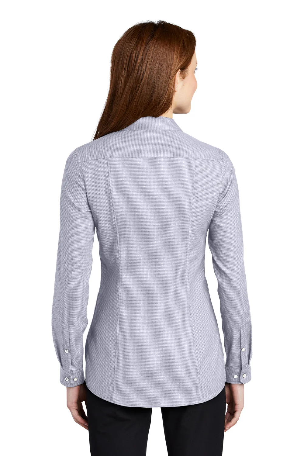 Port Authority Womens Pincheck Wrinkle Resistant Long Sleeve Button Down Shirt - Gusty Grey/White - Closeout  Premium quality Clothing Port-Authority