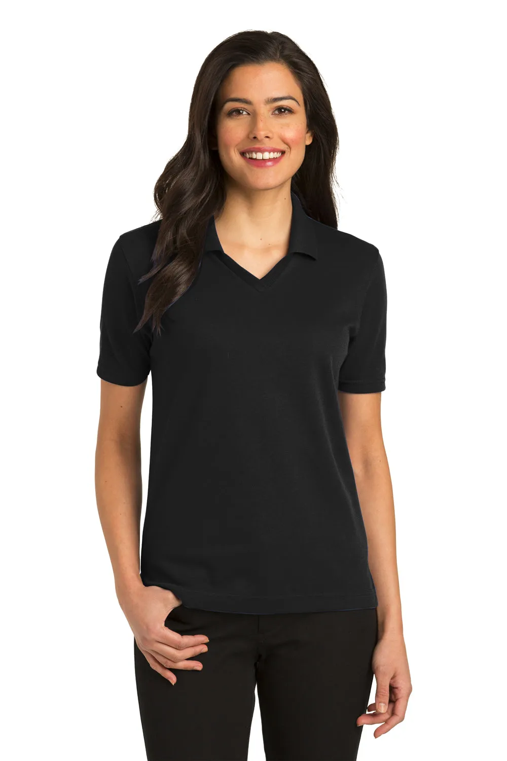 Port Authority Womens Rapid Dry Moisture Wicking Short Sleeve Polo Shirt - Jet Black  Premium quality Clothing Port-Authority