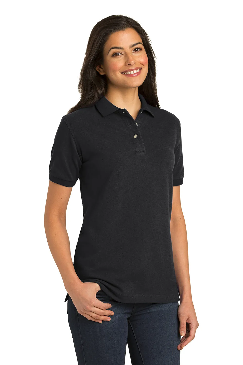 Port Authority Womens Shrink Resistant Short Sleeve Polo Shirt - Black  Premium quality Clothing Port-Authority