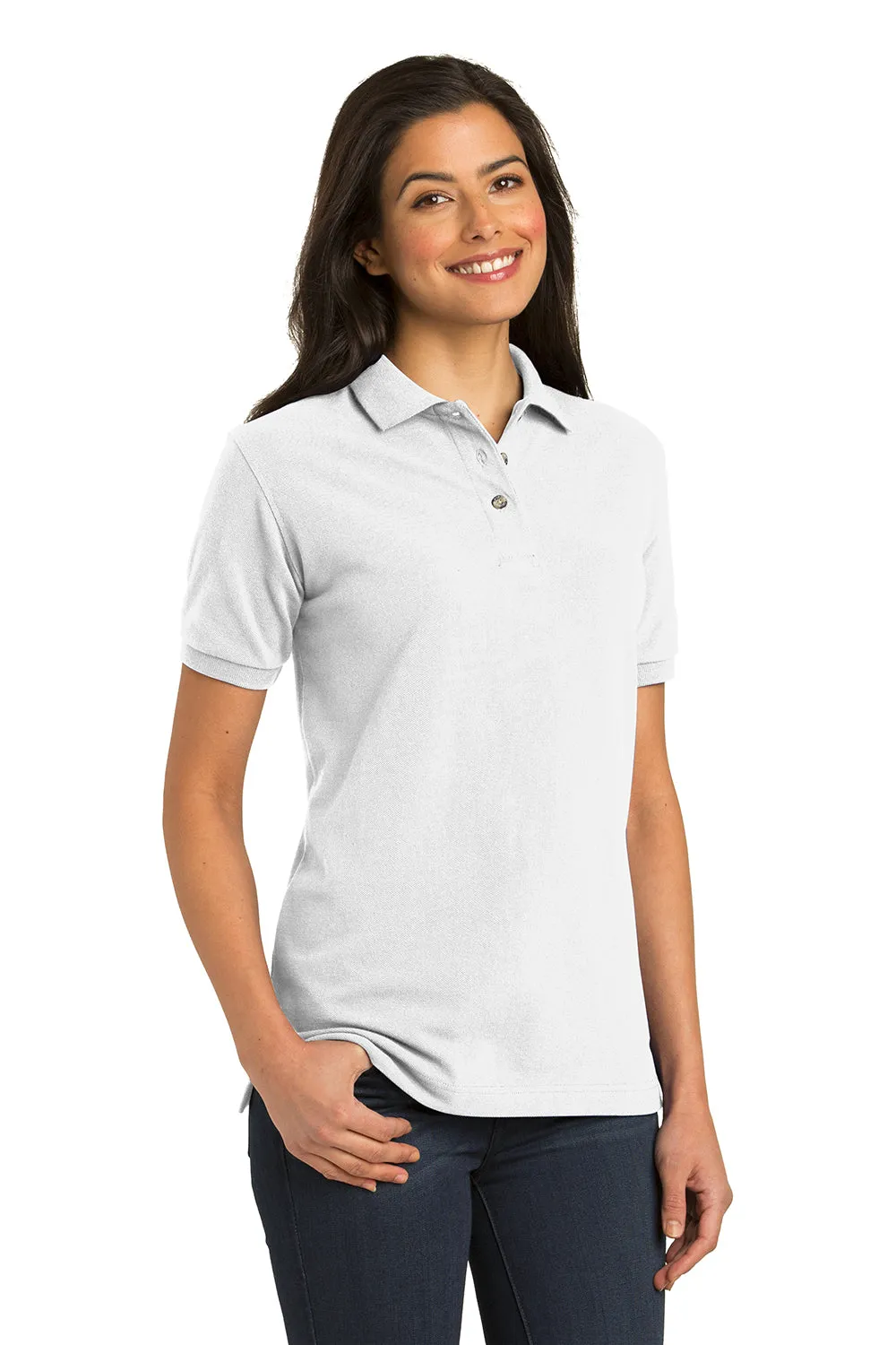 Port Authority Womens Shrink Resistant Short Sleeve Polo Shirt - White  Premium quality Clothing Port-Authority